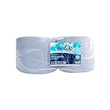 Blauwe cellulose industriële papierspoelen | Papierrollen 100% Virgin Blue Pulp | Pak van 2 papierrollen | Laminaatafwerking | 800 gr per rol | merk Práctiko