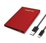 Manxdata Disco duro de 2.5 pulgadas y carcasa SSD, USB C externo HDD Caddy con 10 Gbps, UASP, USB 3.1 Gen 2, compatible con 2.5 SATA SSD/HDD PS5/4 Xbox TV Laptop MacBook PC (rojo)