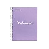 MIQUELRIUS - Cuaderno Notebook Emotions - 1 franja de color, A4, 80 Hojas rayadas punteadas (Dots), Papel 90g, 4 Taladros, Cubierta de Cartón Extraduro, Color Lavanda