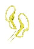 Sony MDRAS210APY.CE7 - Auriculares Deportivos de botón con Agarre al oído (Resistentes a Salpicaduras, Manos Libres Compatible con Apple iPhone y Android), Color Lima