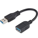 CABLEPELADO Cable Alargador USB 3.0 Super Speed | Cable Extensor USB Tipo A Macho Hembra | Alta Velocidad 5Gbps para Impresora,Ratón,Teclado,Hub,Pendrive,Mando de PS, HDD,Ordenador| Negro | 20 cm