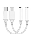 ENVEL 2 Pieces USB C to 3,5mm Jack Cable, Type C Auxiliary Adapter to Headphone Jack, DAC Chip Cable ໃຊ້ໄດ້ກັບ iPhone 15 Pro MAX, Samsung Galaxy S23 S22, Google Pixel 8 Pro 7 7a