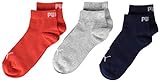 PUMA Kids' Quarter Socks (3 Pack) Calcetines, Blanco, azul y rojo, 31-34 Unisex niños