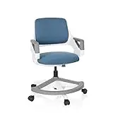 hjh OFFICE 640500 Vrtljivi otroški stol Kid Flex Blue Grey Blago, Vrtljiv stol, opora za noge in nastavljivo naslonjalo