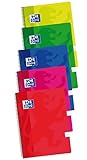 Oxford Cuadernos A4 , Tapa Plástico, 80 Hojas, Cuadrícula 4x4, Pack 5 unidades, Surtido colores vivos