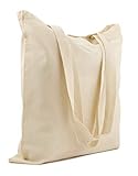 गुणवत्तापूर्ण कॉटन बैग, 145 ग्राम/एम2, आकार 38 x 42 सेमी, लंबे हैंडल, 70 सेमी, 100% कपास, प्राकृतिक