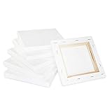 6 Pieces Blank Framed Canvas Panels 15x15cm Mini Square stretched with pre-stretched frame for artist painting, Great for Baby Hands Feet Prints
