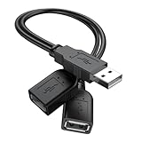 ANDTOBO USB Splitter Cable USB 2.0 A Male to Dual USB Female Splitter Charging Cable for PC/Laptop/External Hard Drives - Black