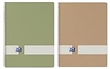 Oxford Nature, Cuadernos A5+ Cuadrícula 5x5 , Tapa Dura Cartón Reciclado, 80 Hojas Microperforadas, Pack 2 Libretas, Colores Neutros