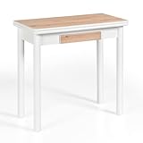 MOMMA HOME Раздвижной и складной кухонный обеденный стол. Стол Modern, дуб рустик/белый цвет, модель Pompeya, размеры 80x40/80x78 см