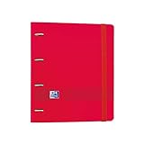 ऑक्सफ़ोर्ड, रिप्लेसमेंट और रबर के साथ 4-रिंग बाइंडर, 4-शीट रिप्लेसमेंट के साथ अतिरिक्त हार्ड A100+ कवर, 5x5 ग्रिड, 5-रंग बैंड के साथ लाल रंग