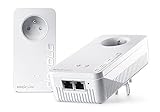 devolo Magic 2 WiFi 6 – PLC 2.0 Starter Kit (2400 Mbps, pwen aksè fil may, 3 pò Ethernet Gigabit), ploge franse, blan