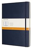 Moleskine 經典橫格筆記本，精裝彈性封口，寶藍色，超大尺寸 19 x 25 厘米，192 張