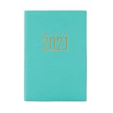 JPYH 2021 cuaderno, Cuaderno de Negocios Recargable, Notebook de Reuniones,2021 Enero - Diciembre planificador semanal mensual,un Día por Página,Cubierta Símil Piel(verde)