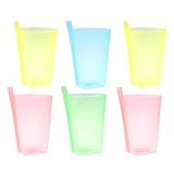 HEALLILY 6 Tazas de Colores para Sorbos con Pajita Incorporada para Niños Pequeños Vasos de Plástico Apilables para Niños con Pajita