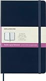 Moleskine, Classic Notebook, Plain at Lined Pages, Hard Cover at Elastic Closure, Malaking Sukat 13x21 cm, Color Sapphire Blue, 192 Pages