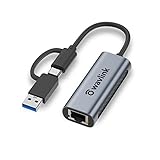 WAVLINK Adaptador USB a Ethernet 2.5G, 2500Mbps USB C a Ethernet Adapter, Thunderbolt 3 a RJ45 Gigabit Ethernet, para Mac, Windows y Linux.