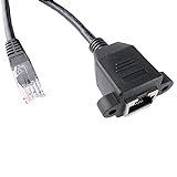 BeMatik - Cable UTP categoría 6 con Conector para fijación a Panel Macho a Hembra Negro de 50 cm