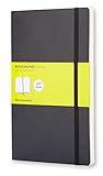 Moleskine Classic Notesbog med glatte lagner, blødt omslag og elastisk lukning, farve sort, stor størrelse 13 x 21 cm, 192 ark