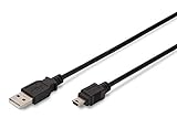 Assmann - Cables de conexión USB 2.0 (USB A y USB mini B de 5 pines, macho/macho, 2 m), color negro