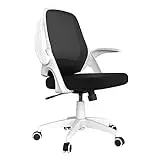 Chaise de bureau Hbada Chaise de bureau ergonomique Chaise pivotante avec accoudoirs pliants Chaise d'ordinateur en maille Chaise de travail Chaise légère Blanc