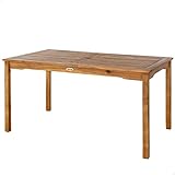 एक्टिव 61005 - आयताकार लकड़ी की बगीचे की मेज, 100% बबूल, 6 लोगों के लिए, 140x80x74 सेमी, छत्र के लिए Ø5 सेमी छेद