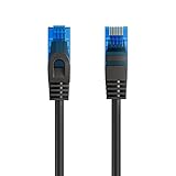 Cable de conexión Ethernet Cat.5e U/UTP transmisión hasta 1Gigabit, 2 Conectores RJ45, Cable de PVC, CCA, AWG 26/7. Ideal para transmisión por Fibra óptica con regi Gigabit/LAN 2m, Negro