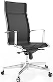 Bossberg BB70 Chaise de bureau ergonomique – Acier, maille, dossier haut, pivotant, respirant, bureau d'étude – Noir Chrome