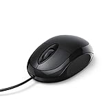 Hama Optical Mouse ak koneksyon USB, pou gòch ak dwa, 1.30 m kab, MC-100 sourit ak kab nwa, koulè nwa