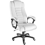 TecTake 801046 Chaise de bureau en simili cuir, siège de bureau au design moderne, chaise de direction rembourrée en simili cuir (blanc)