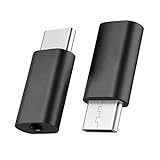 EasyULT 2 Pack Adaptador de Auriculares USB C a Conector de 3,5 mm, Adaptador Auriculares Micrófono Tipo C Compatible con Huawei, Xiaomi, Vivo (Negro)