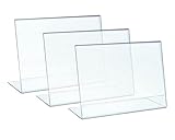 Expositor metacrilato transparente A4 horizontal, pack 3 unidades, soporte sobremesa de plástico para carteles A4, porta menú, porta precios, porta fotos para mesa, marco de acrílico transparente.