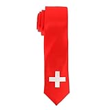Corbata Bandera Suiza - Colores del País Suizo - Corbata Roja y Cruz Blanca - Hombre o mujer - Evento o Disfraz