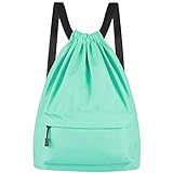 Comius Sharp Gym Rope Bags, Canvas Bag Casual Backpacks for PC Travel Books Camping Students School Rope Backpack for Boy Girl Men Women (ສີຂຽວອ່ອນ)