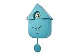 Fisura CL0822 Reloj Cuco Moderno de Pared con Pájaro con Forma de Casa | Reloj Cuco Minimalista con un Diseño Moderno, Color Azul 21x8x40cm