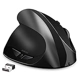 Миша для лівої руки AURTEC, бездротові ергономічні миші, що перезаряджаються, USB-приймач 2.4 ГБ, 6 кнопок і 3 регульовані DPI 800/1200/1600 для лівої руки, чорний