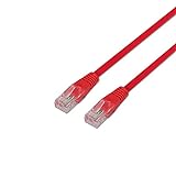 AISENS A133-0206 - Cable de Red latiguillo Cruzado RJ45 de 1 m, Color Rojo