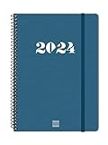 Finocam - Agenda 2024 Spiral My Week Horizontal View Janvye 2024 - Desanm 2024 (12 mwa) Blue Spanish