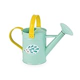 Janod - Happy Garden - Metal Watering Can for Children - Outdoor Gardening Game - For children from the Age of 3, J03191, Blue and Yellow