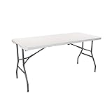 Orion91 White Rectangular Portable Folding Catering Table 150 cm Multipurpose Table: Camping, Events in Outdoor or Indoor Spaces | ຕາຕະລາງຢາງແລະຂາເຫຼັກ | 2-4 ຄົນ ແລະຮັບນ້ຳໜັກໄດ້ 150kg