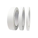 WeFine 3 rollos de cinta adhesiva de doble cara para regalos, fotos, documentos, papel pintado, manualidades, cinta, tarjetas y cajas, 92 pies de largo, 0,6 cm de ancho, 1,3 cm de ancho