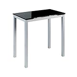 Raztegljiva kuhinjska miza MOMMA HOME - model CALCUTA Alta - barva črna/srebrna - material kaljeno steklo/kovina - mere 140x60x98 cm