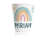 Original Gift Children's Plastic Cup Personalized Name and Pastel Rainbow for Back to School 200 ml