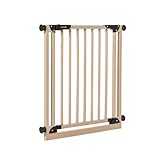 Safety 1st Essential Wooden Child safety barrier, for doors and stairs with an opening of 73-80 cm, extendable up to 94 cm with extensions that are sold separately, natural wood color