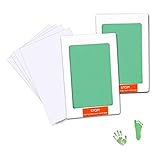 Набір нетоксичних дитячих чорнил Pad Infant Footprint Kit з 4 додатковими картками для друку ідеально підходить для сімейного подарунка на святі новонародженого та реєстру (зелений)