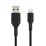 Belkin Cable Lightning Trenzado (Cable Lightning a USB Boost Charge para iPhone, iPad y AirPods, Cable de Carga para iPhone con Certificación MFi) 2 m, Negro