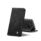Chocoyi Compatible Funda Samsung Galaxy S7 Flip Leather Edition,magnético, función de Soporte y Ranuras para Tarjetas-Negro