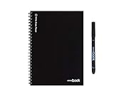 Infinitebook: Cuaderno de Pizarra, Inteligente, Reutilizable y Ecológico, A5, Hojas Lisas, Encuadernado en Espiral, Cubierta Negra con Marcador Negro Incluido