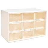 Caja de organizador de almacenamiento de herramientas de bricolaje YOTINO, 9 cajones Tornillos de taller y caja de artesanía estacionaria de gabinete de piezas pequeñas (blanco)
