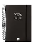 Finocam - Agenda 2024 Espiral Opaque 1 Día Página Enero 2024 - Diciembre 2024 (12 meses) Negro Español